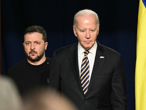 Ukrainian President Volodymyr Zelenskyy and U.S. President Joe Biden.